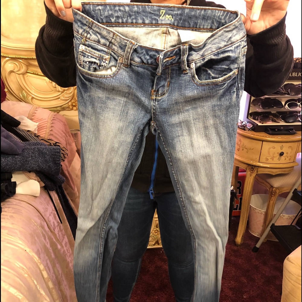 Rhinestone Front & Back Pocket Zoo Jeans Sz 5 Jr